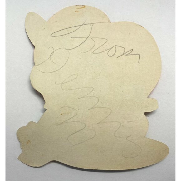 Anthropomorphic Rabbit Valentine Greeting Card Telephone Diecut 4" Vintage 1940s - Picture 2 of 5